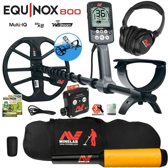 Minelab EQUINOX 800 Multi-IQ Metal Detector w/ Pro Find 20 Pinpointer, Carry Bag