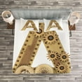 thumbnail image 3 of Ambesonne Letter a Quilted Bedspread Set 3 Pcs, Steampunk Capital, Queen Size, Sand Brown, 3 of 3