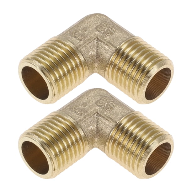 Accesorios de tubería de latón Unique Bargains 1/4" Macho codo roscado doble macho 1.06" 2 Pcs