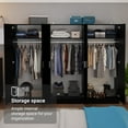 thumbnail image 5 of Madesa 2 Door Wardrobe Set 3 Armoire Closet Hanging Storage Cabinet with Shelf 31 Inch Organization Unit for Bedroom and Office - Black, 5 of 8