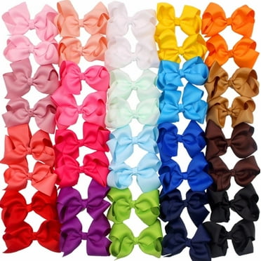 JOYOYO 40Pcs 4.5 inch Baby Hair Bows Alligator Clips Grosgrain Ribbon Big Bows Clips For Girls Toddlers Kids Children 20 Colors In Pairs