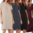 thumbnail image 1 of Plus Size Women Button Cotton Linen Long Maxi Dress Short Sleeve Pocket Dress, 1 of 5