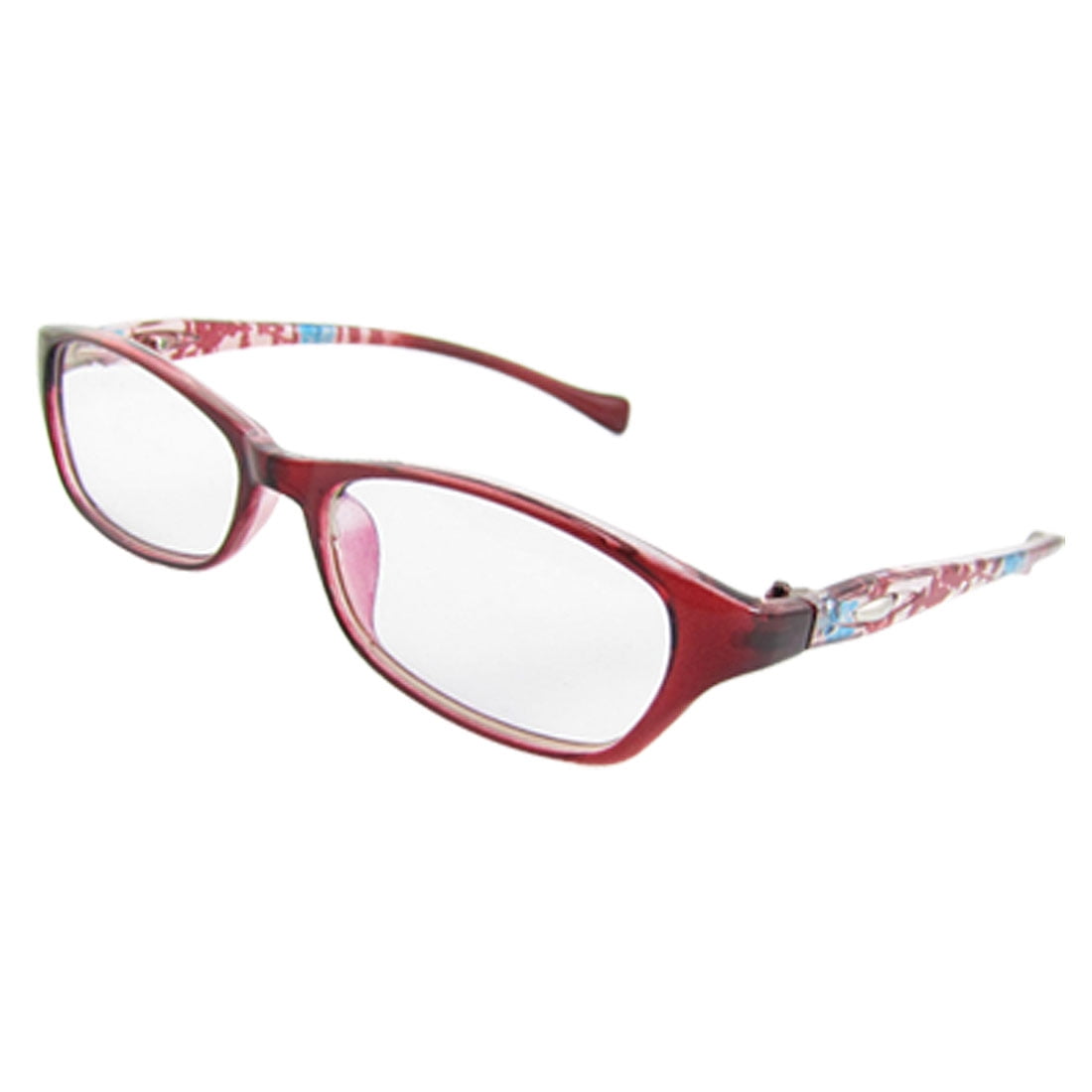 Ladies Burgundy Frame Floral Arm MC Lens Plain Glasses Walmart Canada