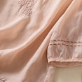 thumbnail image 4 of Women's Embroidered Blouse Cotton Linen Lantern Sleeve Peasant Boho Mexican Tunic Top Casual Baggy T Shirts Summer Holiday Shirts, 4 of 6