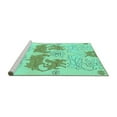 thumbnail image 2 of Ahgly Company Machine Washable Indoor Round Abstract Turquoise Blue Modern Area Rugs, 4' Round, 2 of 4