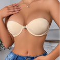 thumbnail image 2 of Mokibras Strapless Bra, Womens Strapless Front Closure Bra Wireless Push up Padded Non Slip Tube Jelly Bra with Detachable Shoulder Straps, 2 of 7