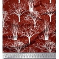 thumbnail image 1 of Soimoi Red Japan Crepe Satin Fabric Dry Tree Print Fabric by the Yard 42 Inch Wide, 1 of 3