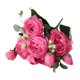 thumbnail image 2 of Ramo de flores 5 cabezas Capullos de rosas artificiales Boda decorativa Tela de seda de plástico Flor falsa, Rosa roja Kearding HA6434-05B, 2 of 6