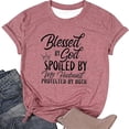 thumbnail image 3 of Womens Shirts Blouses Letter Print Short Sleeve Stylish Comfortable Apparel Womens Tee,Pink,S, 3 of 3