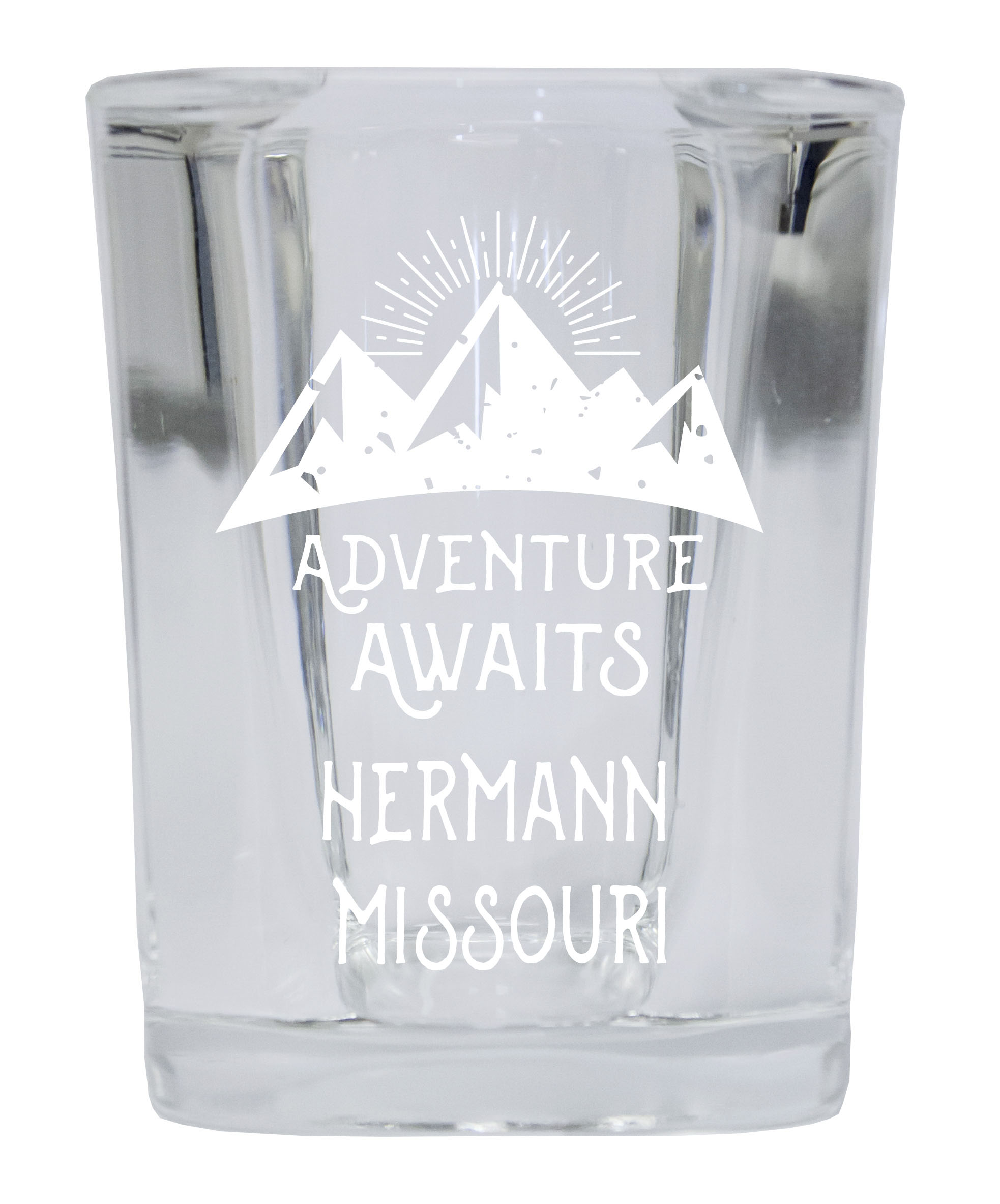 Hermann Missouri Souvenir Laser Engraved 2 Ounce Square Base Liquor