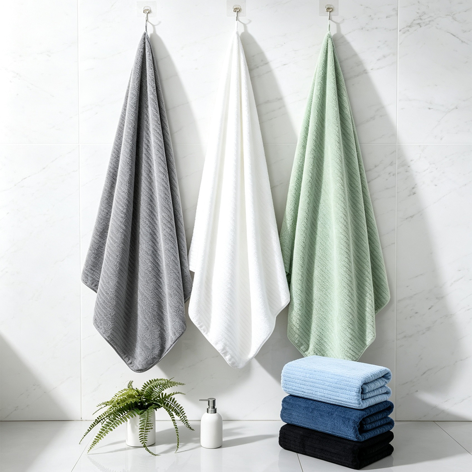 Covina Home 8-Piece Microfiber Bath Towel Set, Black photo 3