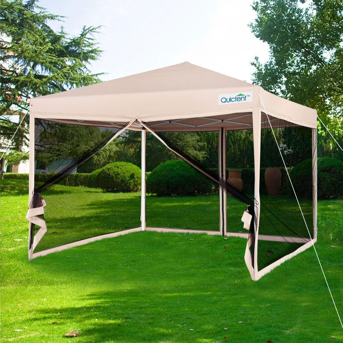 Cabin Style OutdoorCanopy Gazebo  11' x 11' with Netting and Adjustable Side