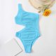 thumbnail image 4 of WILLBEST Trajes de Baño Mujer Natacion Mujer Color Sólido Volante Sexy Un Hombro Cintura Recorte Bikini Traje de Baño, 4 of 5