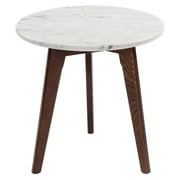 Bianco Collection Cherie 15" Marble End Table in White and Walnut