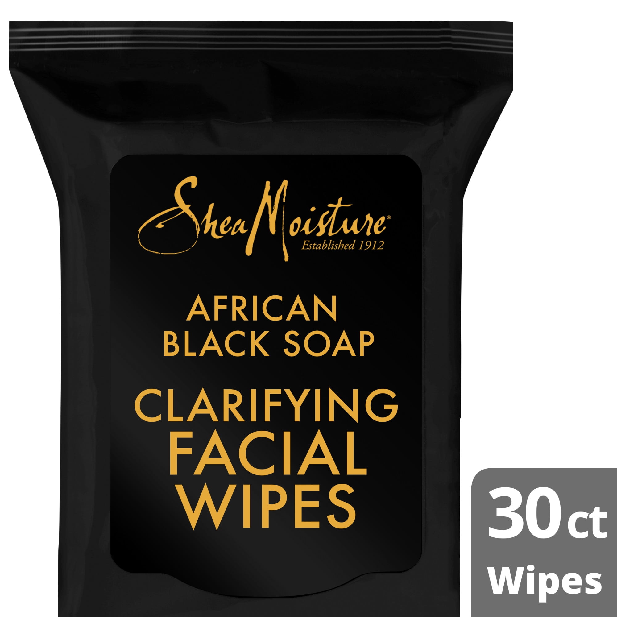 SheaMoisture African Black Soap Clarifying Facial Wipes for Oily, Blemish-Prone Skin, 30 Count