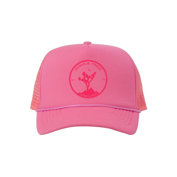 Joshua Tree Adjustable Mesh Trucker Hat w/ Rope Brim - Neon Pink - Pink