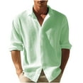 thumbnail image 2 of Pejock Men's Casual Button Down Shirt Long Sleeve Pocket Sweater Pullover Top - Loose Fit Solid Color Turndown Collar Blouse for Daily Wear, 2 of 6