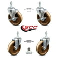 thumbnail image 2 of 5 Inch High Temp Phenolic Wheel Swivel 3/8 Inch Threaded Stem Caster Set 2 Brake, 2 of 2