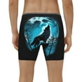 thumbnail image 2 of Men's Boxer Briefs, Blue Full Moon Wolf Soft and Breathable Mens Underwear Boxer Briefs With Widen Waist, 2 of 5