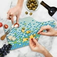 thumbnail image 4 of Modern Cutting Board, Mosaic Grid Pattern Pixel Art Digital Design Graphic Squares Illustration, Tempered Glass Cutting and Serving Board, Wine Bottle Shape, Lime Green Aqua White, by Ambesonne, 4 of 5