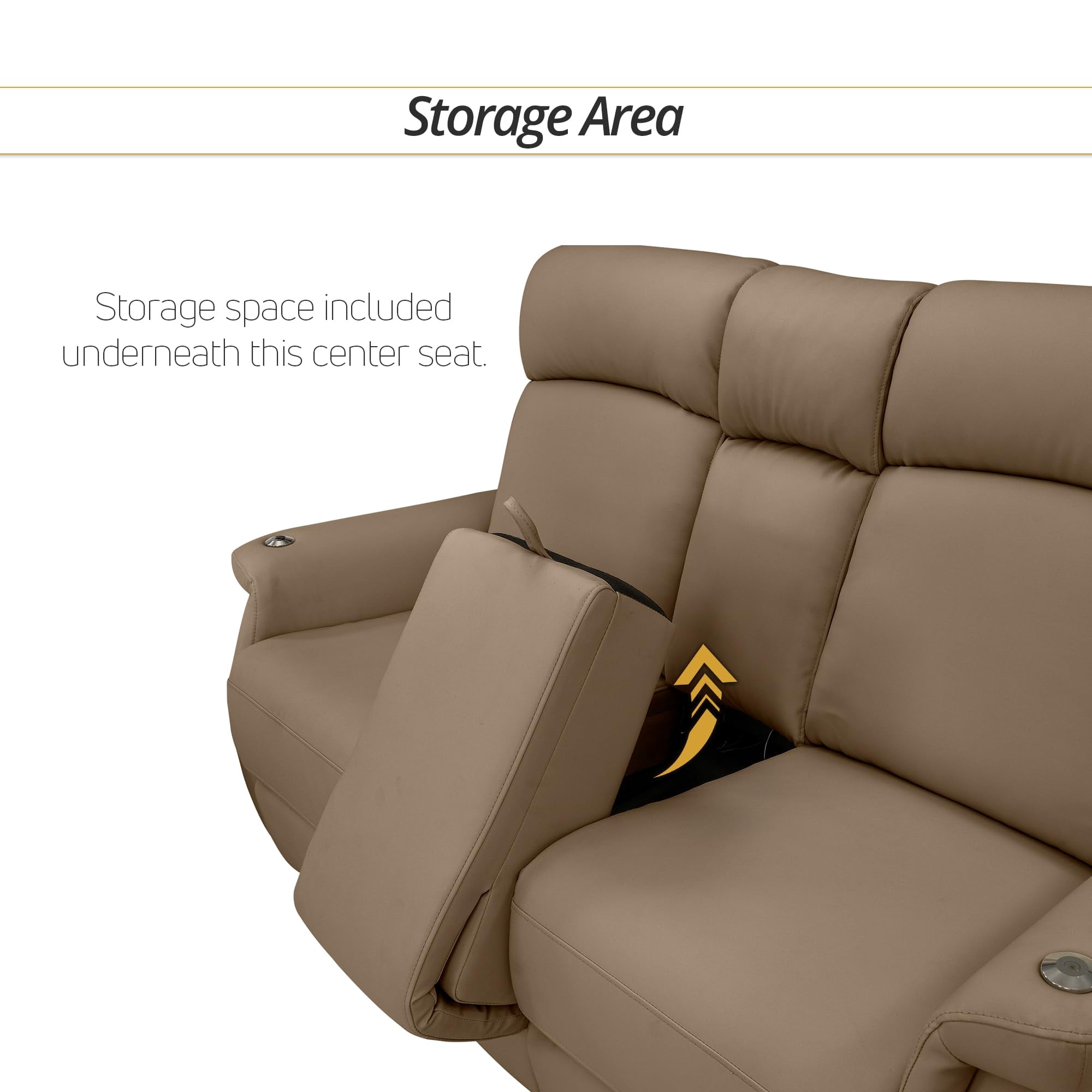 Qualitex Odyssey RV Double Recliner Sofa, Ultimate Leather, Heat & Massage, Power Lumbar, Power Recline, Light Sand