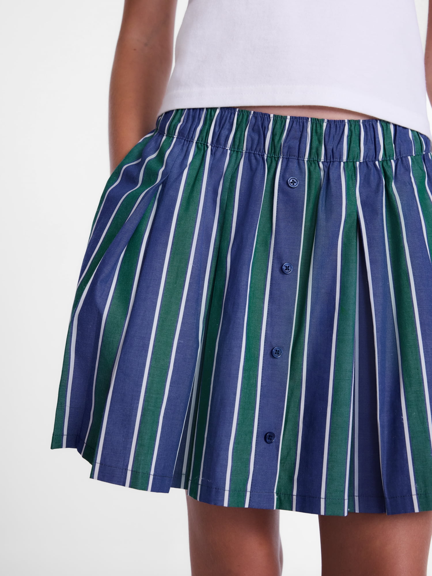 Weekend Academy Striped Button Front Pleated Skort, Sizes 4-18
