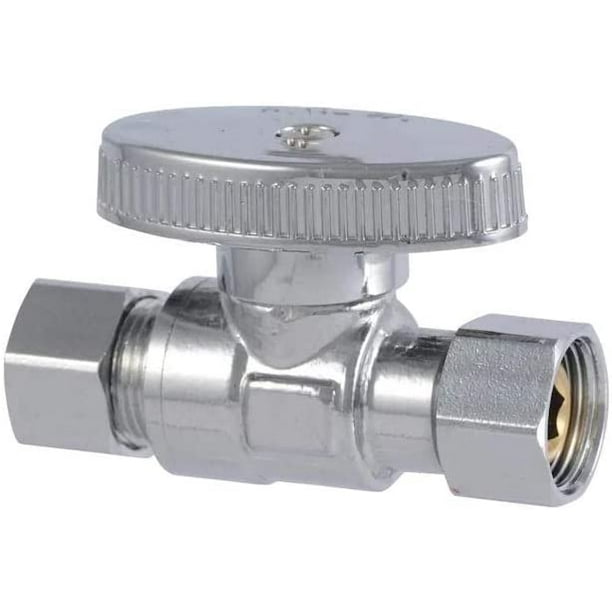 EZ-Fluid Repair Add On Stop Valve 3/8-Inch O.D Female Compression x 3/8-Inch O.D Male Comp.Straight Lead-Free Brass 1/4 Turn Water Shut Off Ball ...