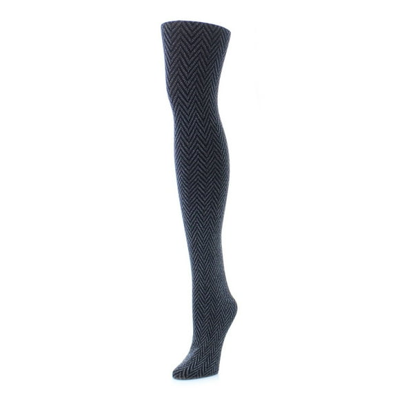 MeMoi Zig Zag Textron Glam Opaque Knit Tights - Womens - Female