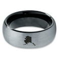 thumbnail image 2 of Tungsten Alaska The Last Frontier State Band Ring 8mm Men Women Comfort Fit Black Dome Brushed Gray Polished, 2 of 4