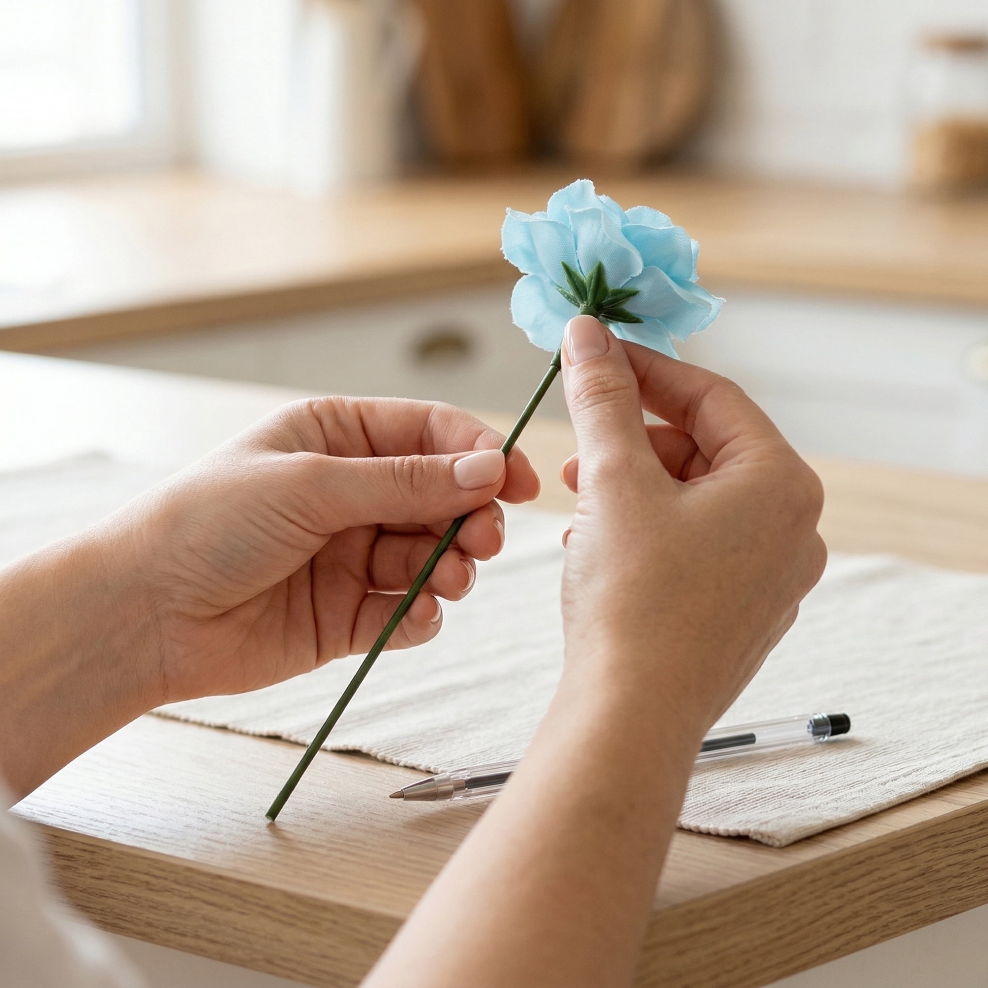 Unique Bargains Artificial Roses Silk Detachable Heads Flowers for Decor Blue 5.9 in