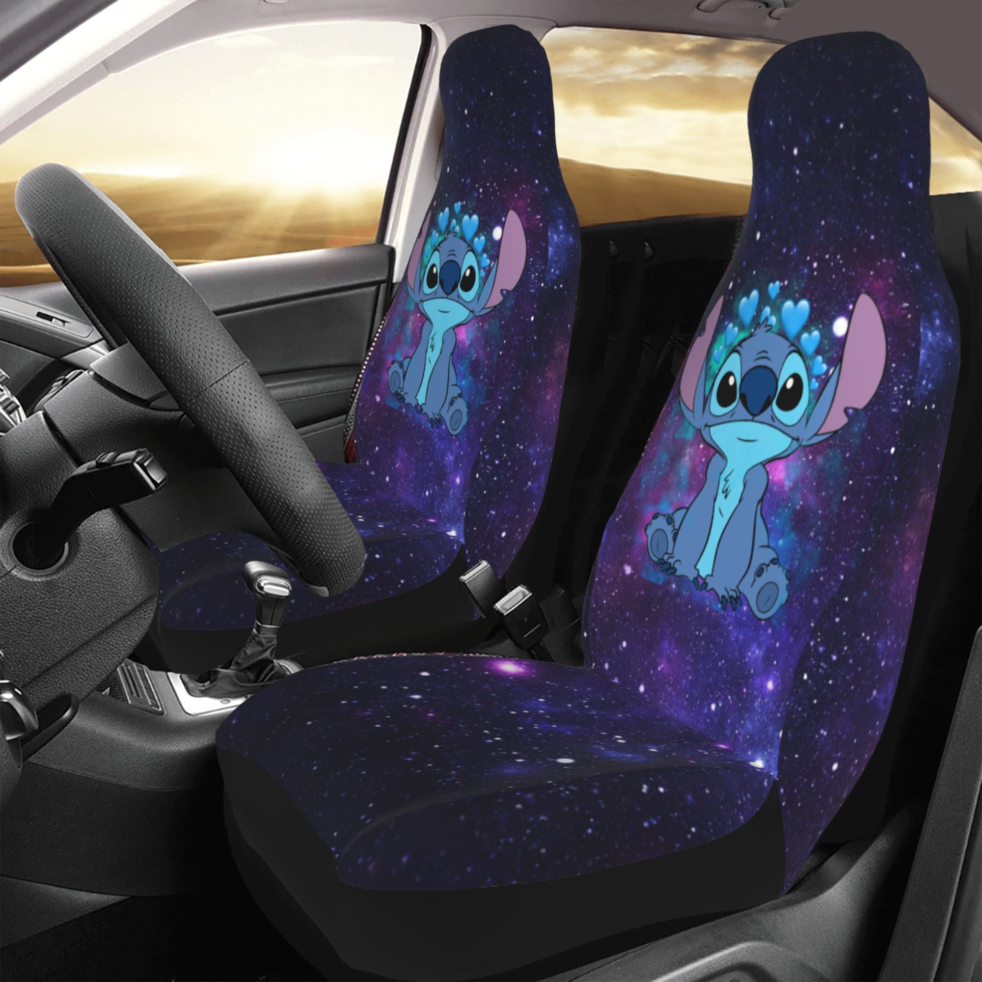 Blue Purple Leaves Floral Flowers Car Seat Covers Pair, 2 Front Seat Covers, Car Seat Protector, store Car Accessories