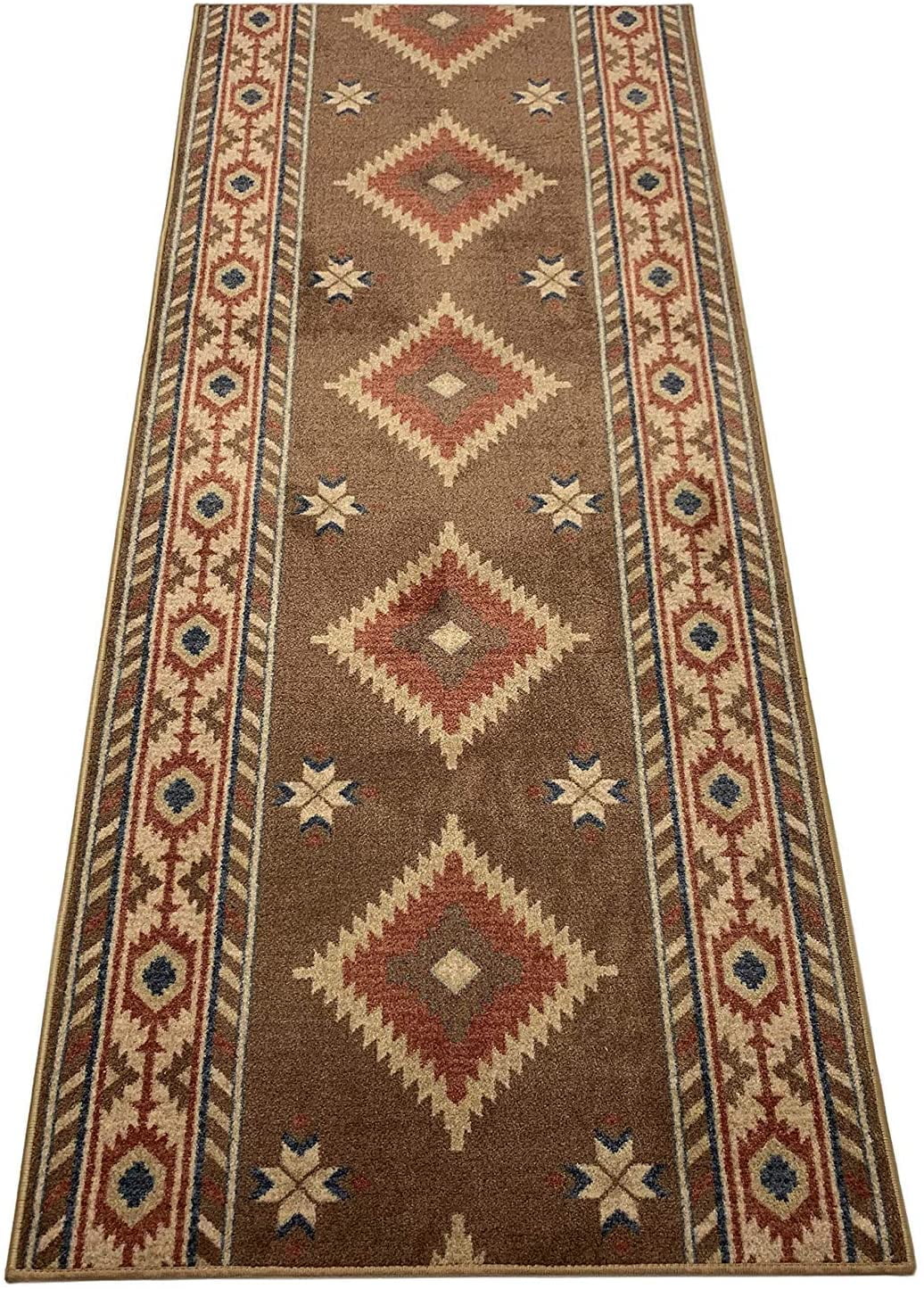 Custom Size Southwestern Brown Rug Runner Tribal Design Cut to Size