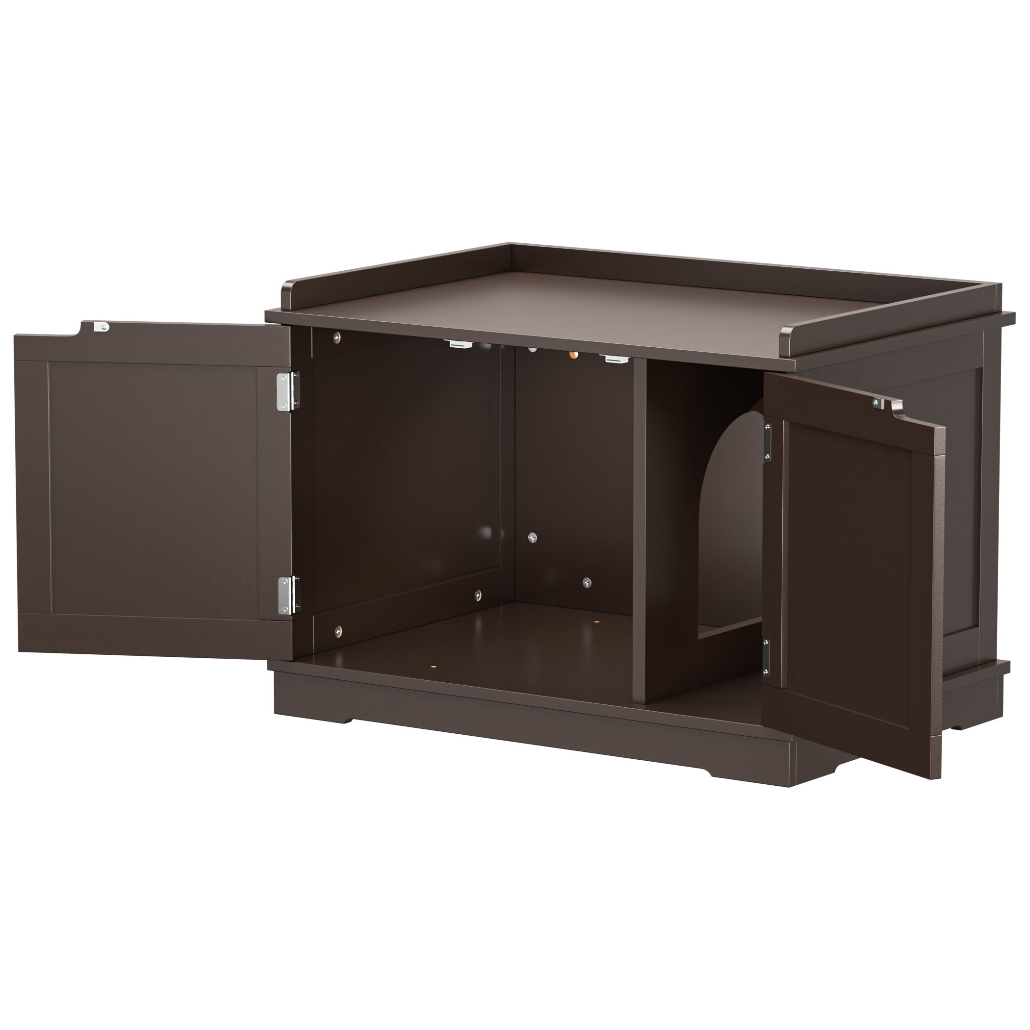 ZENY Double Door Cat Washroom Hidden Cat Litter Box Enclosure Storage Cabinet MDF Frame Pet Cat House, Brown