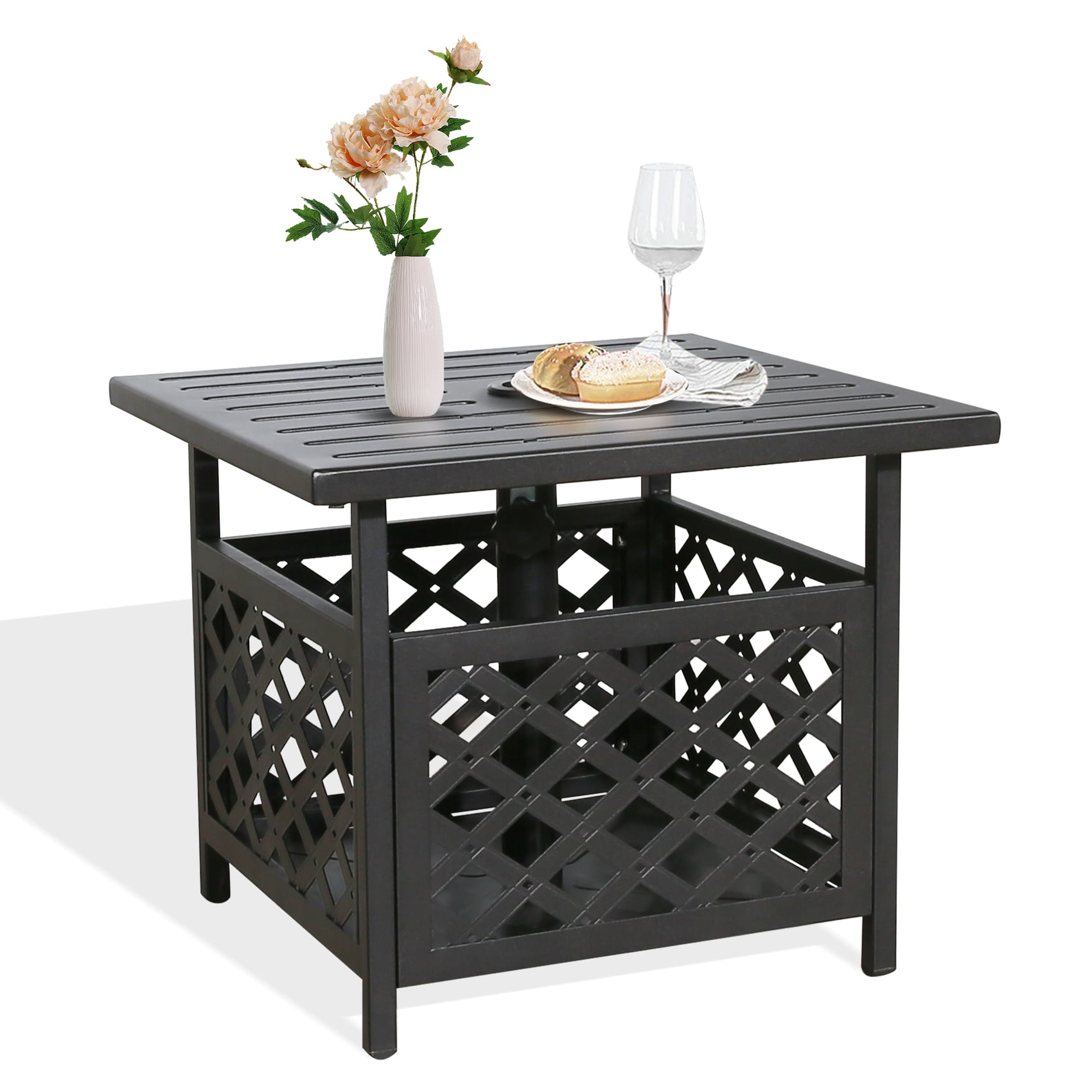 Ulax Furniture Outdoor Patio Umbrella Side Table Stand  