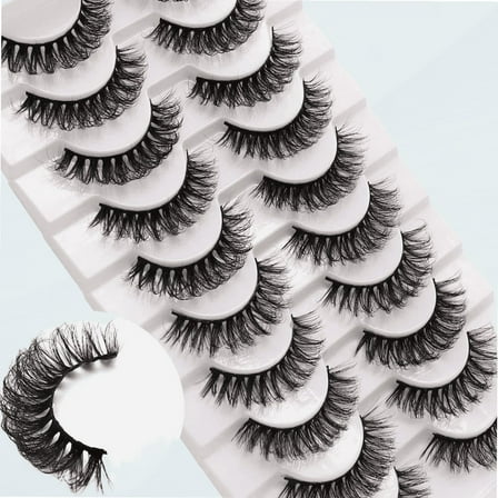 Russian Strip Lashes DD Curl False Eyelashes Fluffy Wispy Faux Mink Lashes 10 Pairs Pack (D04)