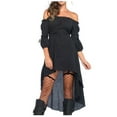 thumbnail image 3 of AnuYalue Renaissance Dress Women Victorian Medieval Ruffled Smocked Pirate Costume Lace up Hi-Lo Goth Dress Cospaly, 3 of 4