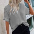 thumbnail image 5 of Mittory Women's Shirts Short Sleeve V Neck Summer Tops Business Casual Collared Shirts Loose Tees, 5 of 8