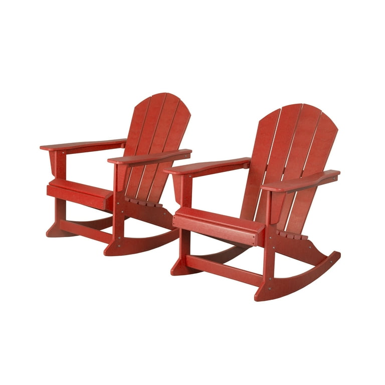 GARDEN Set of 2 Plastic Outdoor Rocking Chairs for Patio Porch Red