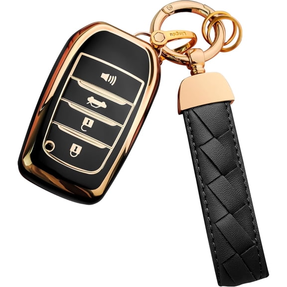 Key Fob Cover Compatible with Toyota Camry 4Runner Land Cruiser Mirai Venza RAV4 Prime Sienna Fortuner Corolla Grand Highlander Prius 2018-2026 4 Button Keychain Case Holder Protector,Black,4 Buttons