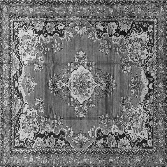 Ahgly Company Indoor Square Medallion Gray Traditional Area Rugs, 7' Square