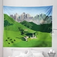 thumbnail image 1 of Switzerland Tapestry, Watercolor Style Alpine Mountains and Meadow Pastoral Countryside Farming Theme, Fabric Wall Hanging Decor for Bedroom Living Room Dorm, 5 Sizes, Multicolor, by Ambesonne, 1 of 1