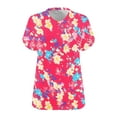 thumbnail image 4 of Jjayotai Womens Plus Size Flower Print Tshirt, Cute Graphic Floral Tees, Short Sleeve V Neck Summer Tee Tops, Shirts for Women Hot Pink^1 XXXXXL, 4 of 4