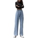 thumbnail image 1 of Gibobby Jeans Pantalones de mujer Pantalones de mezclilla Cintura desgastada Pantalones rectos vintage Pantalones casuales Pantalones de mujer de altura(Azul,CH), 1 of 4