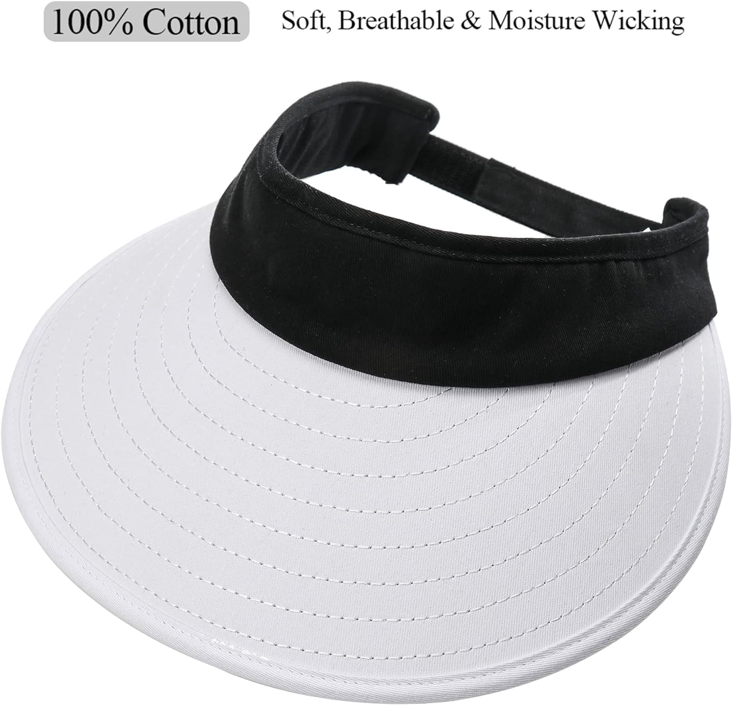 UPF50+ Seamless Wide Brim Sun Visor Hat Stretchy Ponytail Friendly UPF50+ Wide Brim Sun Visor for Women & Driving – Hikesity main image 4