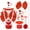 Red, variant on 9 PCS Cup Accessories Set for 20/30/40 oz Tumbler Including Bottle Cover Cup Strap Chain Pendant Bow Decoration Butterfly Pendant for Women