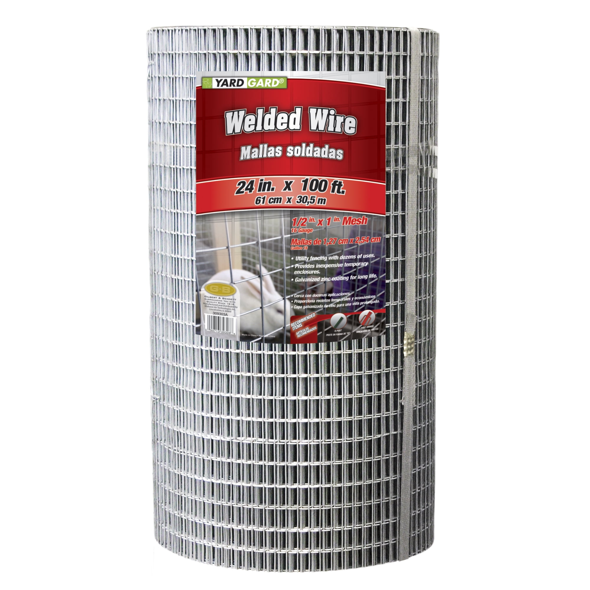 x 100 ft Midwest Air 309225A 72 in Mesh Galvanized Welded Wire 2 x 1 in 
