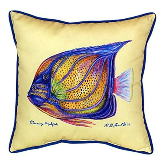 Betsy Drake ZP678C Sailfin Tang - Yellow Indoor & Outdoor Throw Pillow- 22 x 22 in.