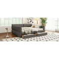 thumbnail image 6 of Queen Size Upholstered Platform Bed with Built-In USB Charging Ports, 2 Storage Drawers & Linen Slats Support - Modern Gray Design, No Box Spring Required, 6 of 9
