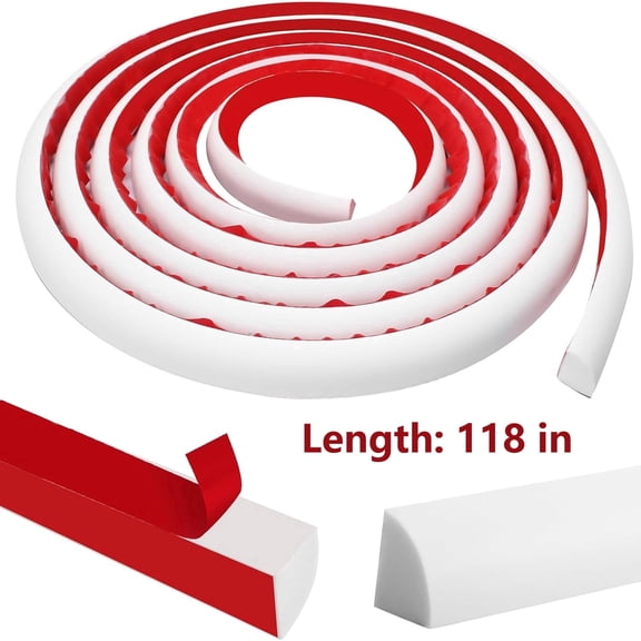 Flexible Quarter Round Molding, 118inch Rubber Molding Trim Self Adhesive Molding Trim for Floor Bathroom Kitchen, White