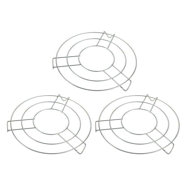 Uxcell 3pcs Round Cooking Rack 9.4" Dia Stainless Steel 1.2" Tall for Cooking, Silver